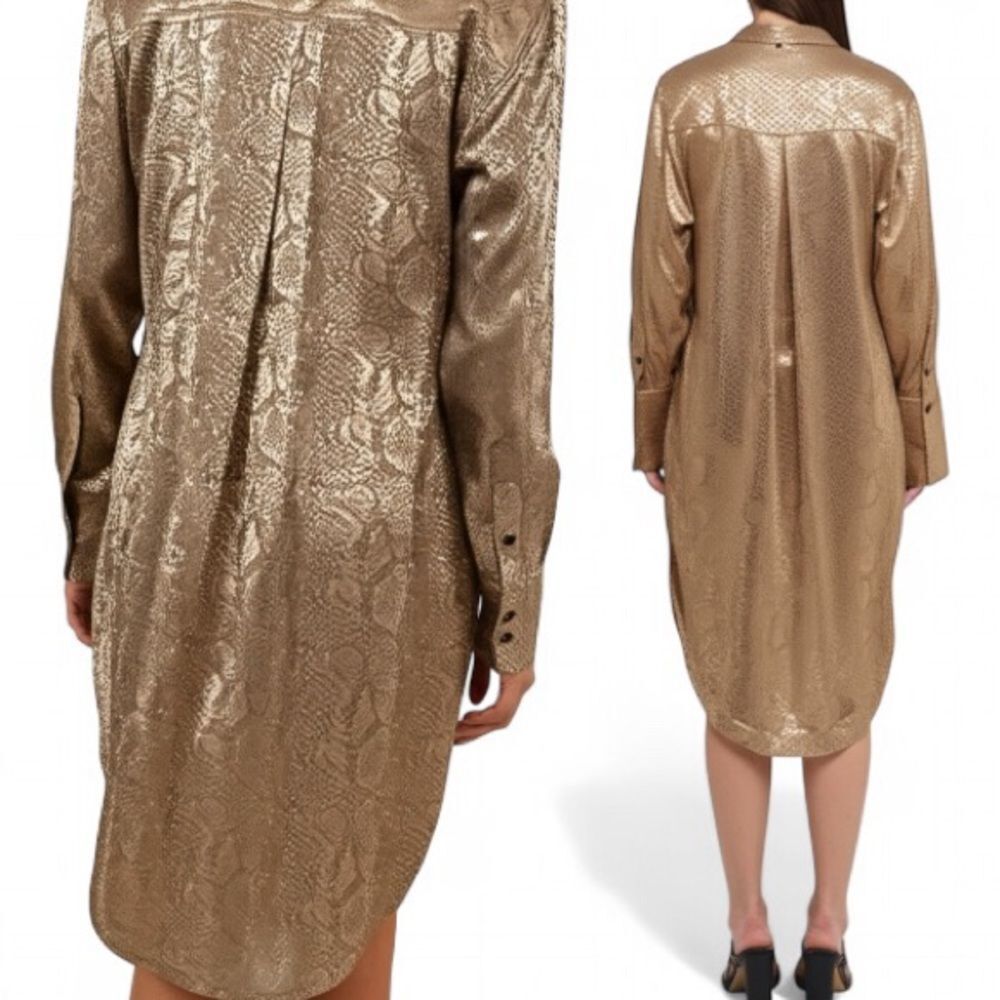 Adrienne Landau Onyx Satin Tunic Convertible Tunic Top Tan Snake Print - Picture 15 of 17